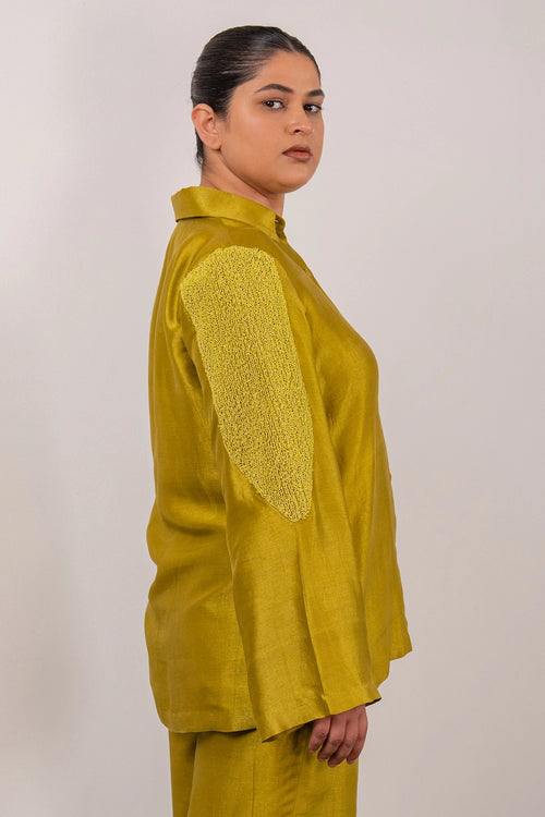Lime Green Long Crystal Shirt