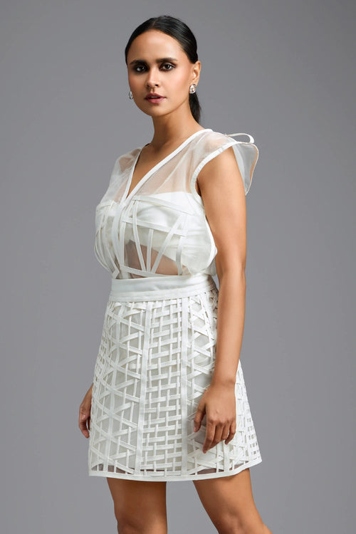 White Sheer Sculpted Organza Top