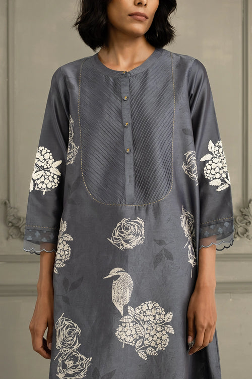 Stone Blue  Discharge Print Tunic Set