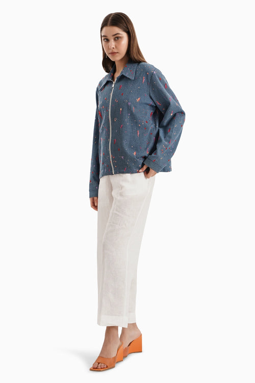 Embroidered Denim Shacket