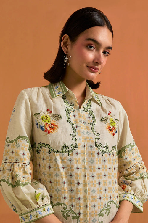 Ivory Verdant Shirt Dress
