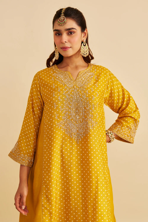 Kayra Mustard Short Gathered Chauga with Salwar