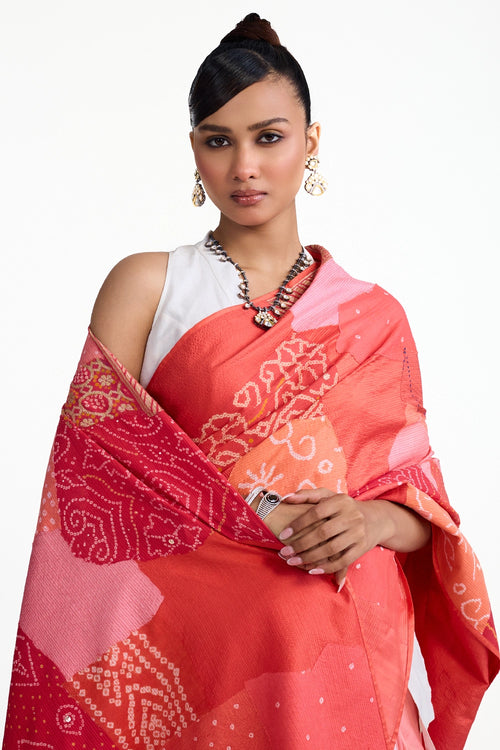 Boro Bandhani Silk Saree
