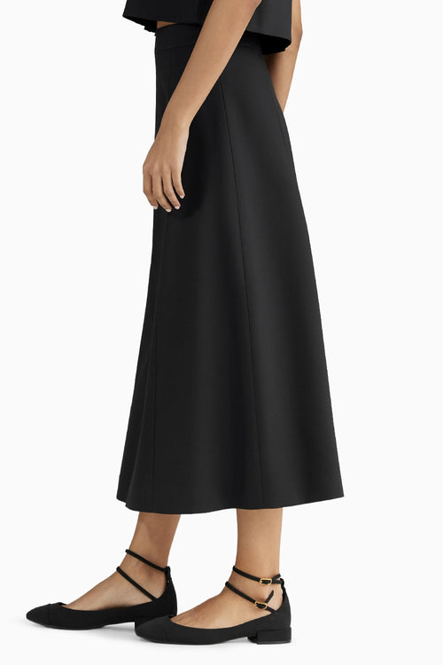 Black Suiting Midi Skirt