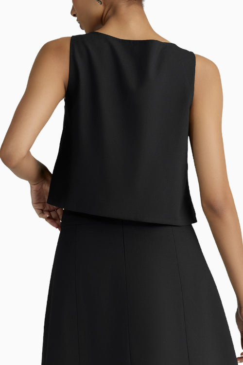 Black Suiting Cropped Sleeveless Top
