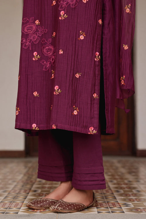 Amethyst Bloom Embroidered Kurta Set
