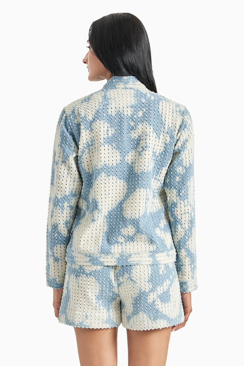 Cloud Denim Lazercut Jacket And Shorts Set
