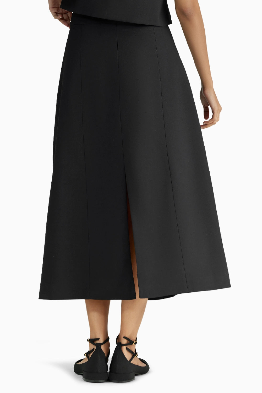 Black Suiting Midi Skirt
