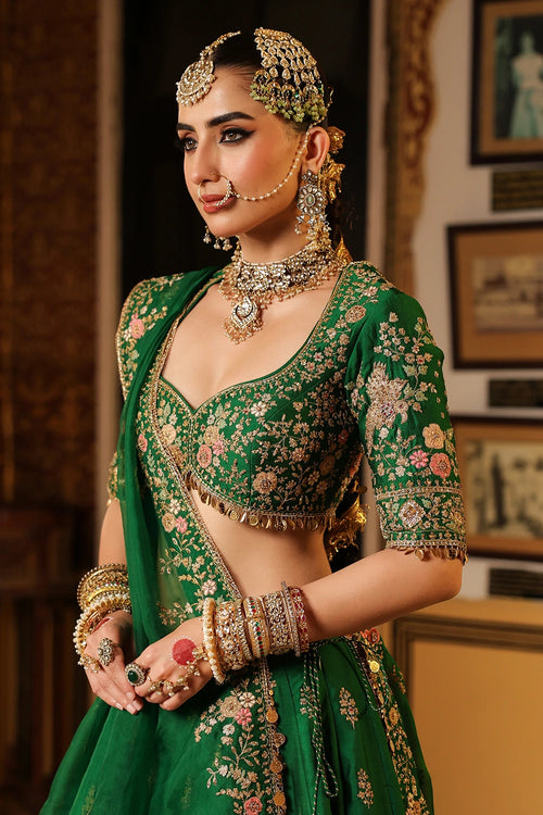 Ahista Green Mayur Applique Lehenga Set