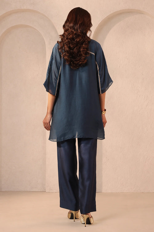 Vaayu Dark Blue Collar Co-ord Set