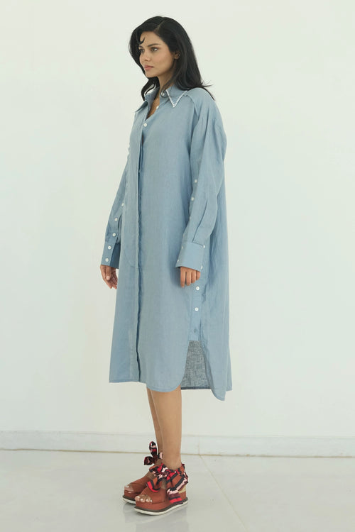 Anastasia Button Down Blue Dress