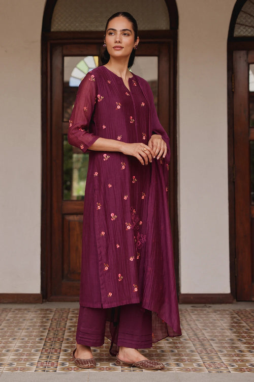 Amethyst Bloom Embroidered Kurta Set