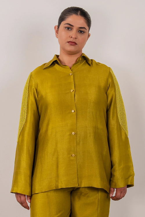 Lime Green Long Crystal Shirt