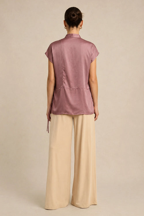 Brick Red Crew Neck Blouse