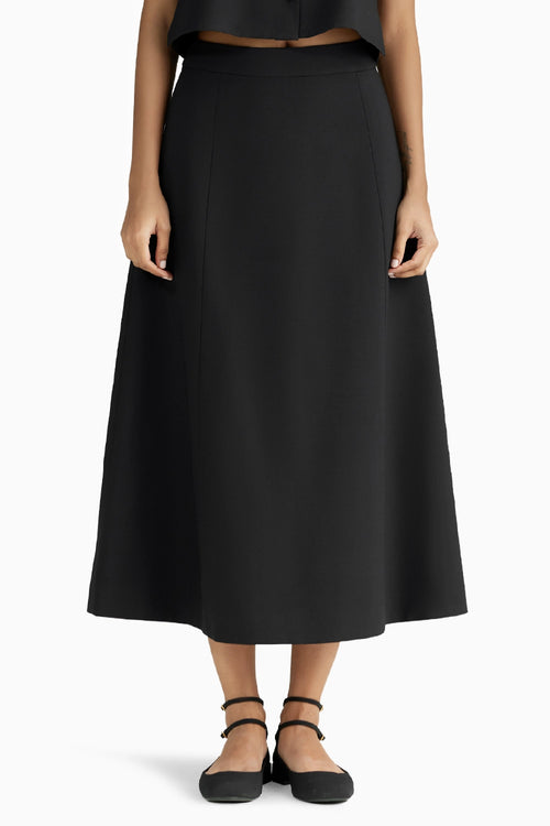 Black Suiting Midi Skirt