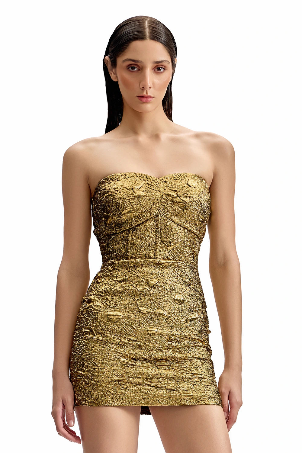 Sculpted Gold Corset Dress