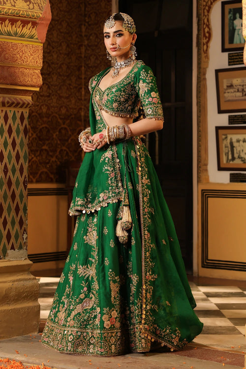 Ahista Green Mayur Applique Lehenga Set
