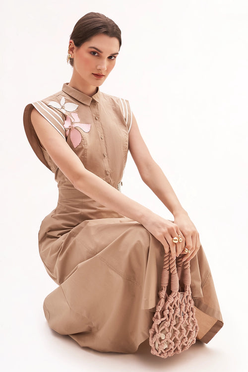 Khakhi Lea Midi Dress
