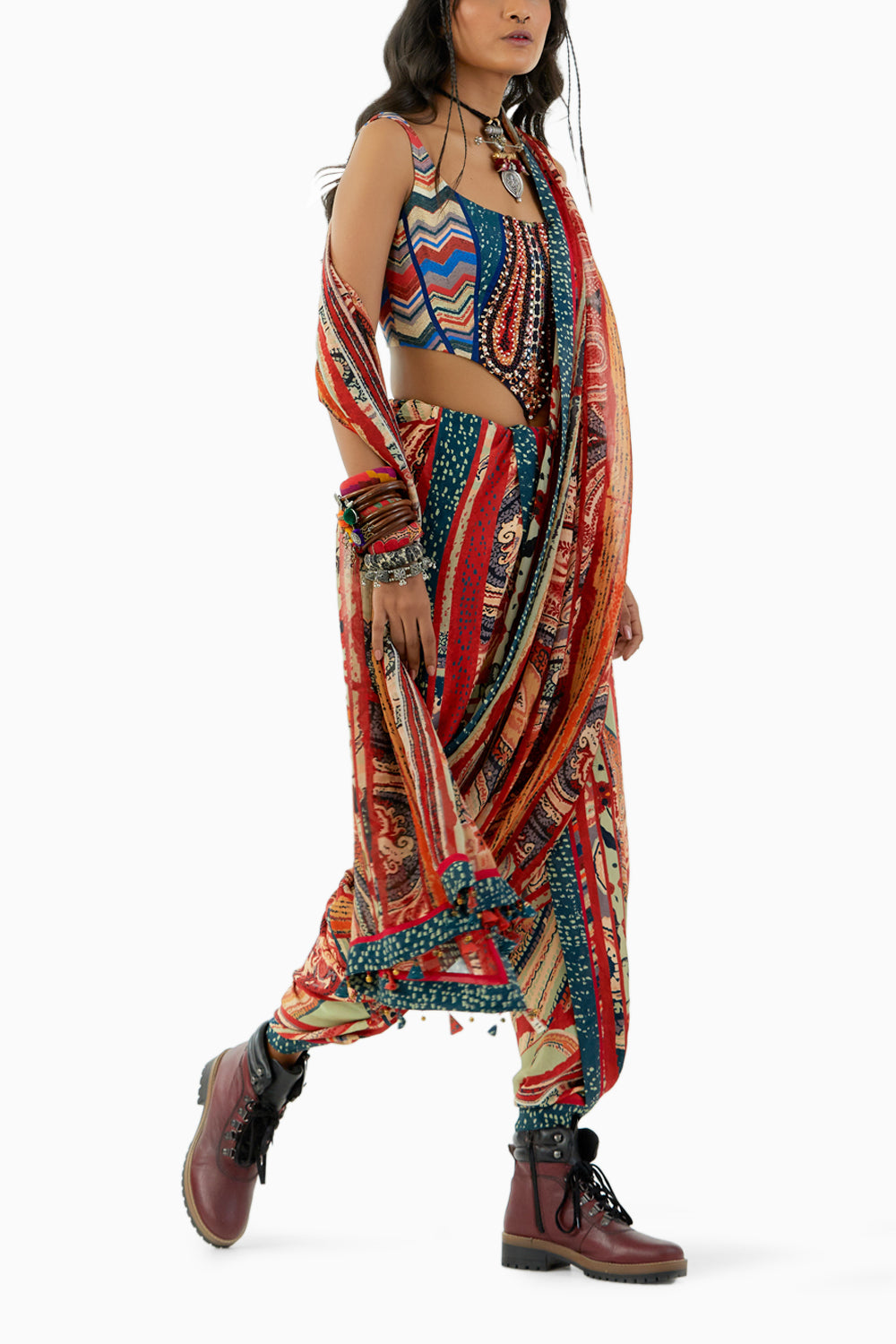 Multicolor Sadhu Drape Saree