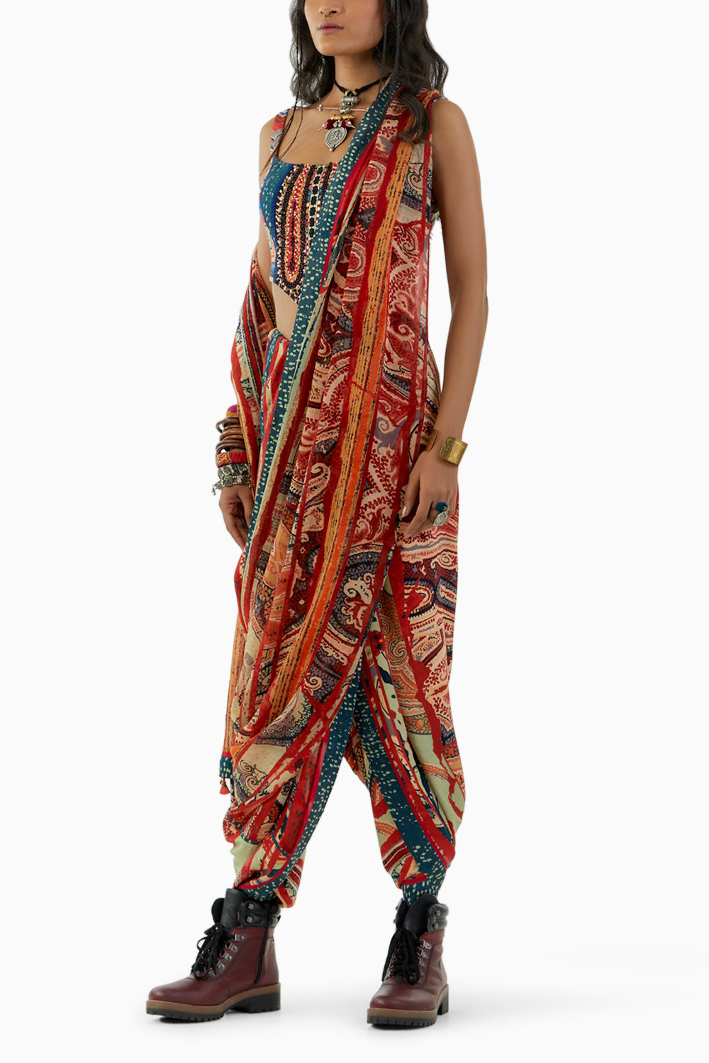 Multicolor Sadhu Drape Saree