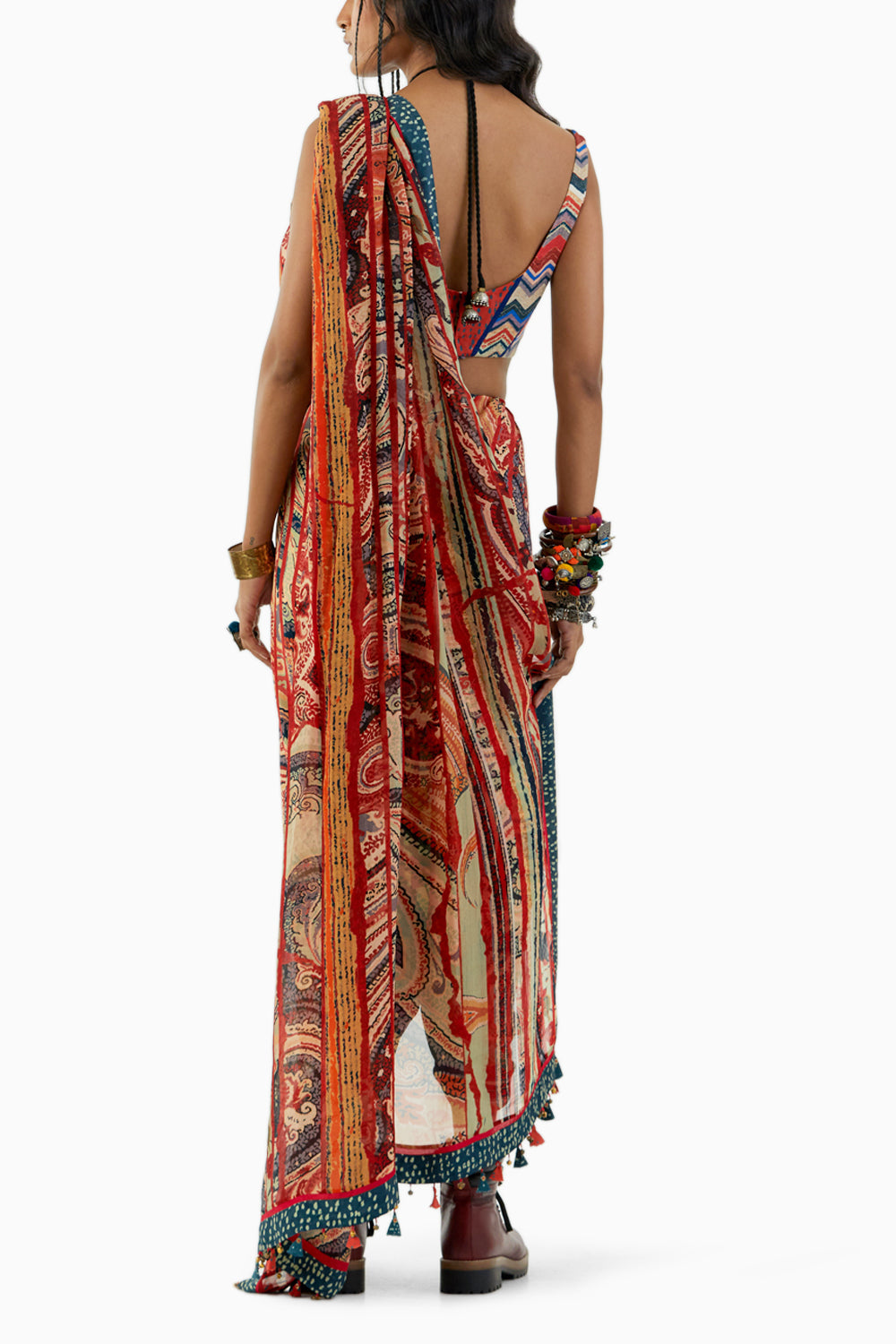 Multicolor Sadhu Drape Saree