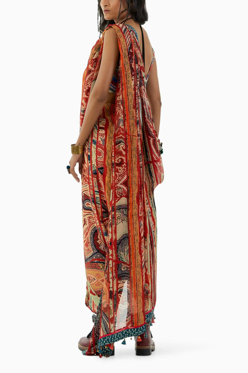 Multicolor Sadhu Drape Saree