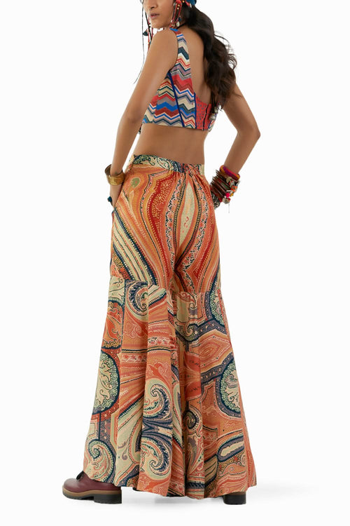 Multicolor Adah Corset Blouse and Trouser Set