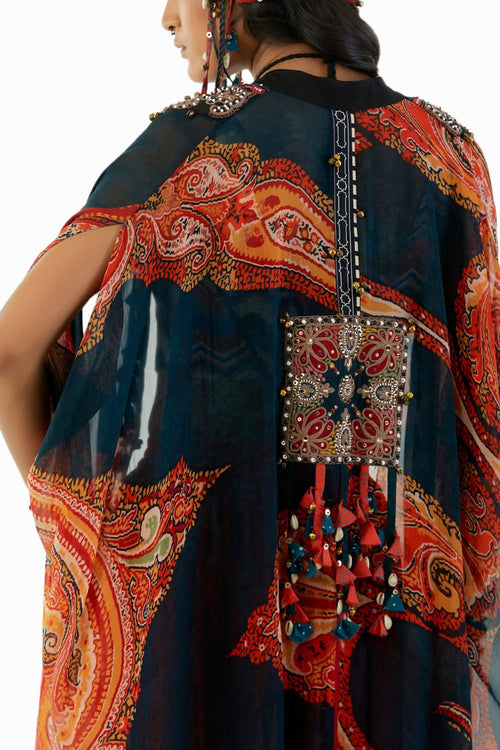 Multicolor Ritu Kaftan Dupatta Jacket Set With Adah Blouse