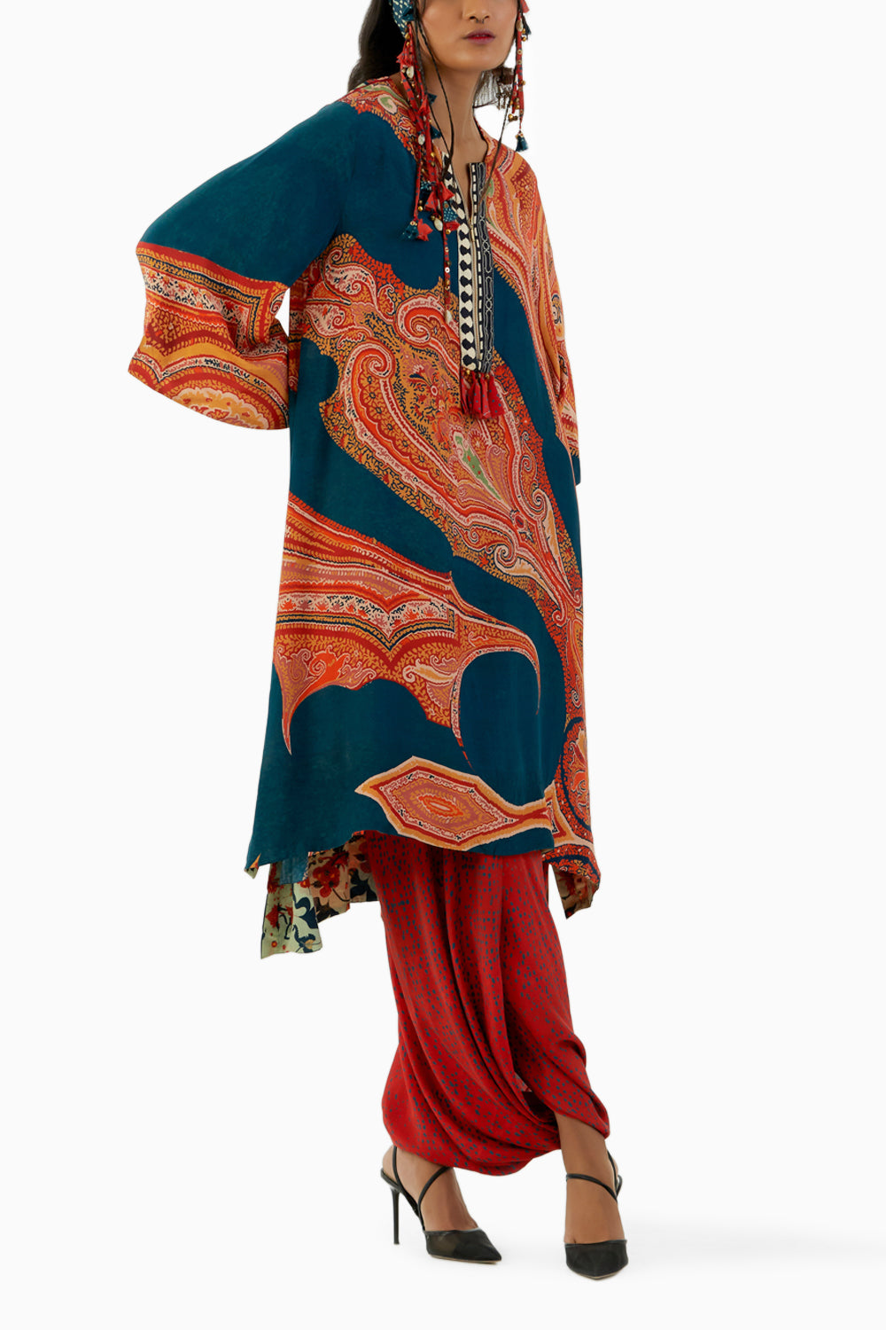 Deep Teal Mitra Long Kurta Set