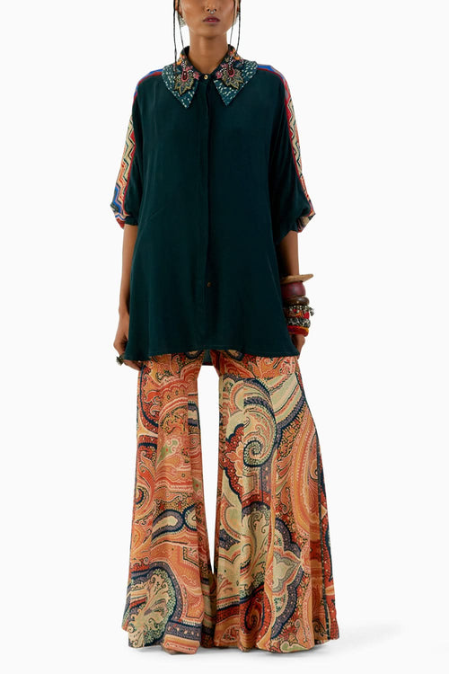 Deep Teal Mandala Shirt and Trouser Set