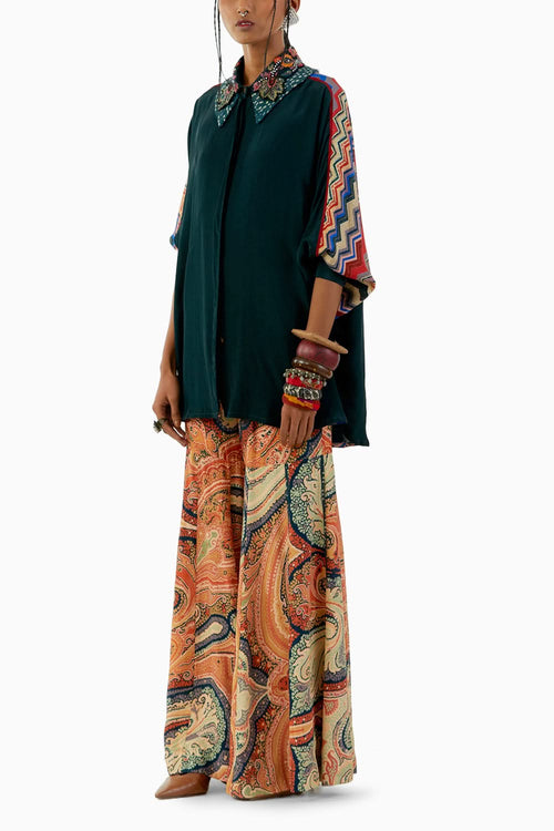 Deep Teal Mandala Shirt and Trouser Set