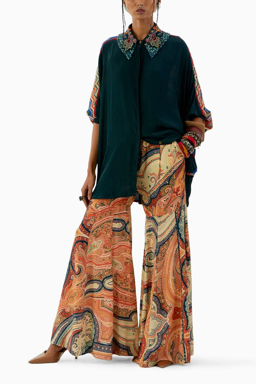 Deep Teal Mandala Shirt and Trouser Set
