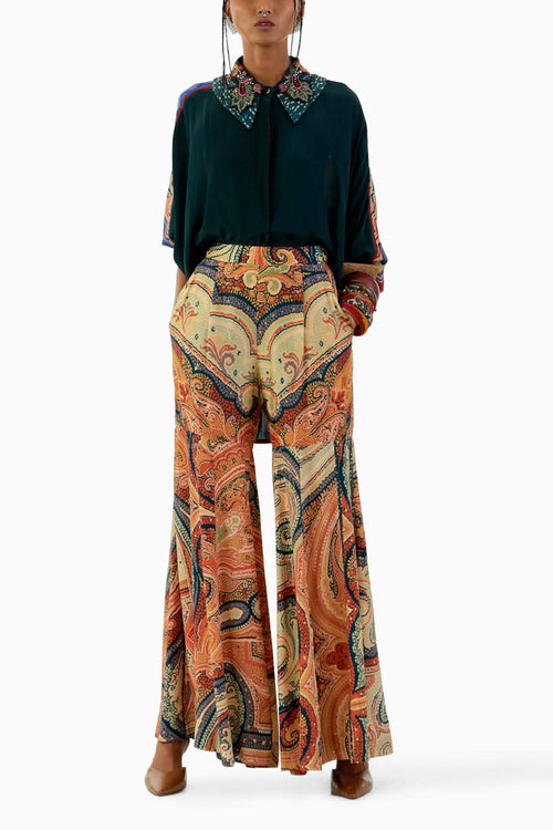 Deep Teal Mandala Shirt and Trouser Set