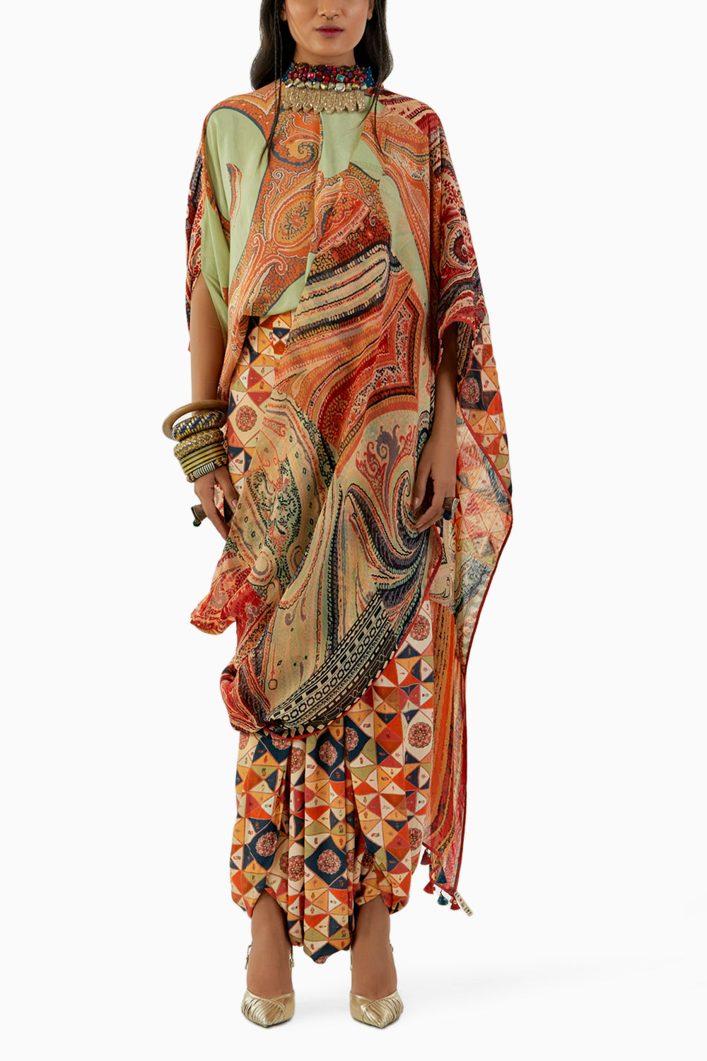 Ash Green Sadhvi Drape Saree