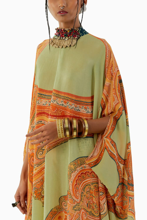 Ash Green Ritu Kaftan Tunic and Trouser Set