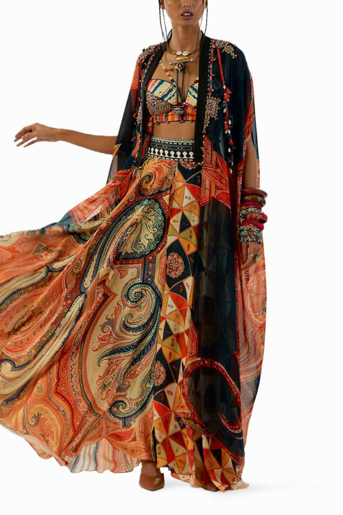 Multicolor Ritu Kaftan Dupatta Jacket Set