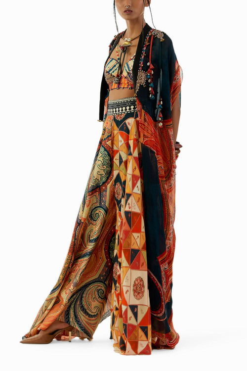 Multicolor Ritu Kaftan Dupatta Jacket Set