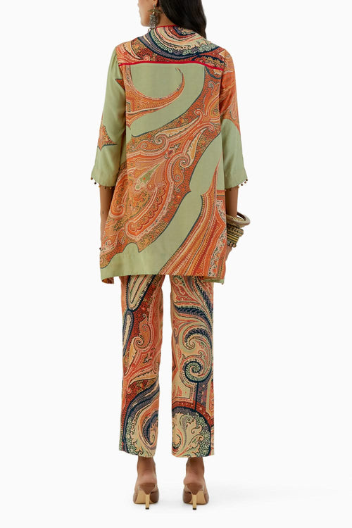 Ash Green Mitra Short Kurta and Trouser Set