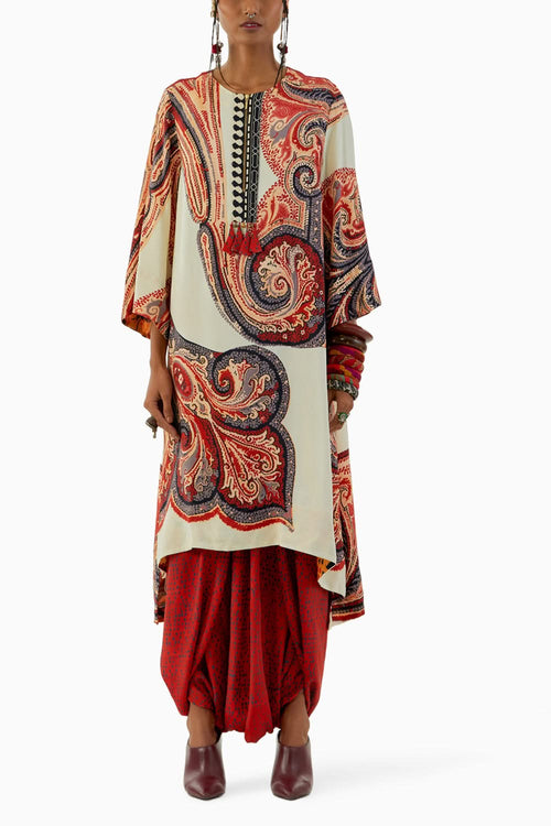 Mogra Mitra Long Kurta and Drape Trouser Set