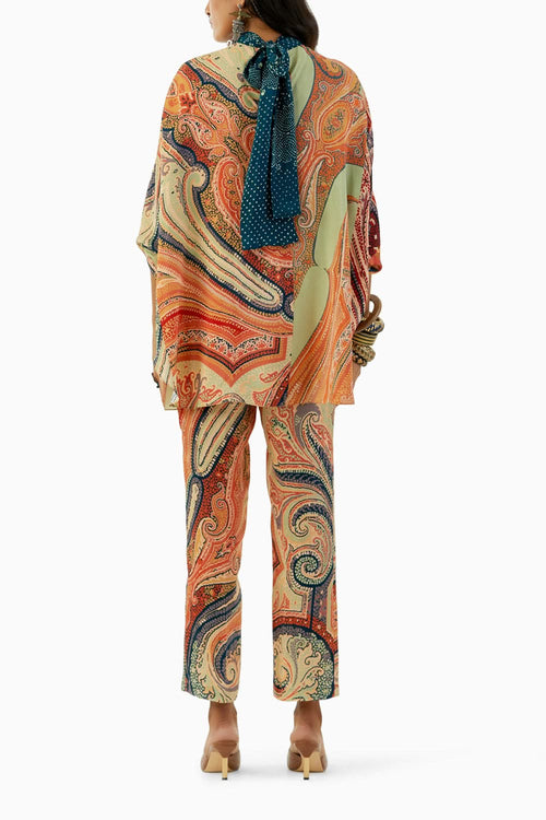 Ash Green Ritu Kaftan Top and Trouser Set