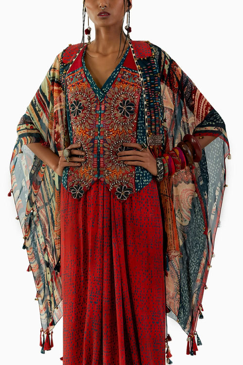 Multicolor Veni Dupatta Jacket Set