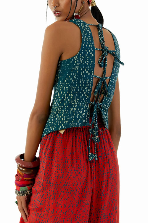 Deep Teal Bhumi Corset Blouse