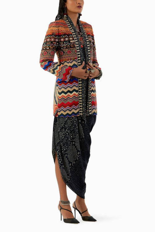 Multicolor Open Dhana Jacket