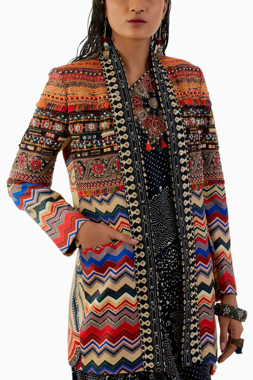 Multicolor Open Dhana Jacket