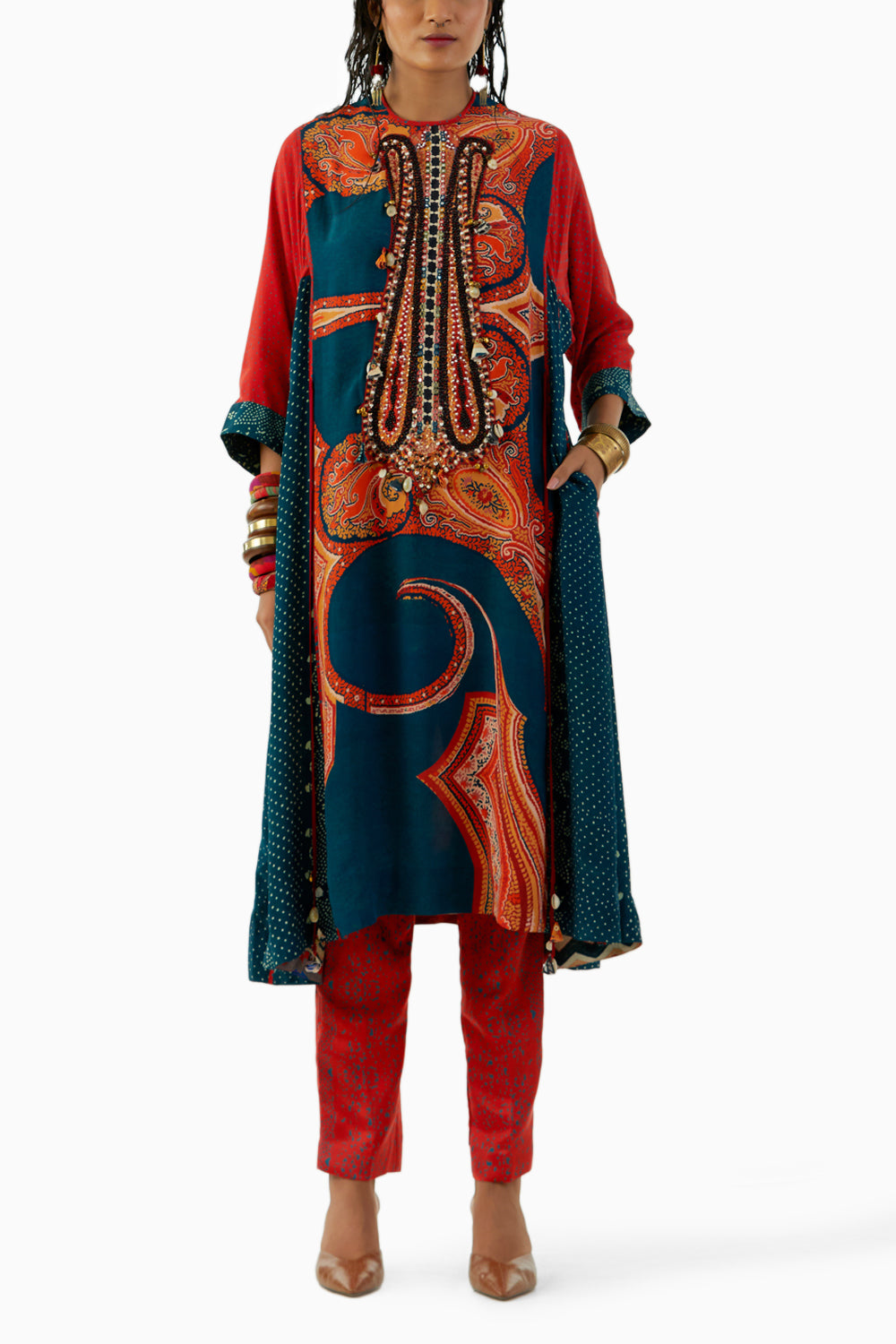 Deep Teal Indra Choga with Trouser Set