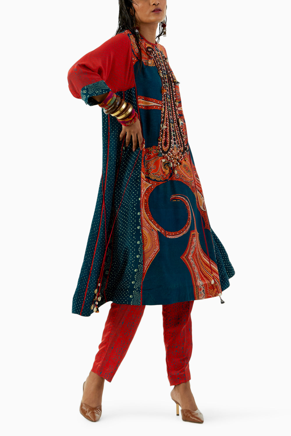 Deep Teal Indra Choga with Trouser Set