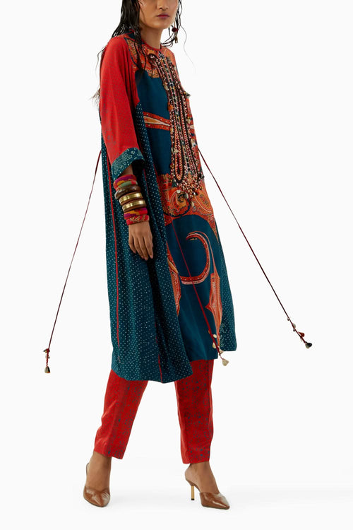 Deep Teal Indra Choga with Trouser Set