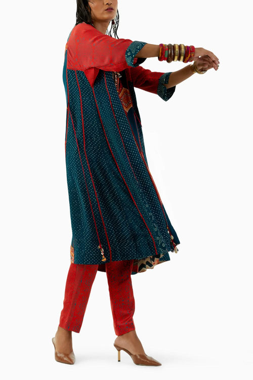 Deep Teal Indra Choga with Trouser Set