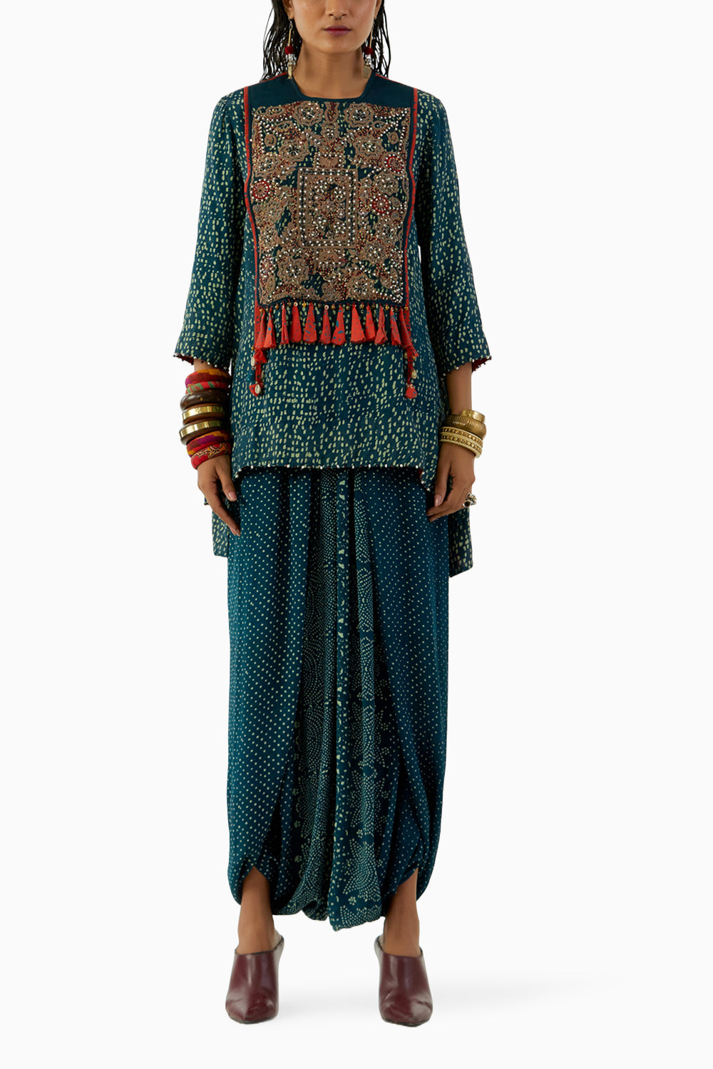 Deep Teal Mitra Short Kurta Set