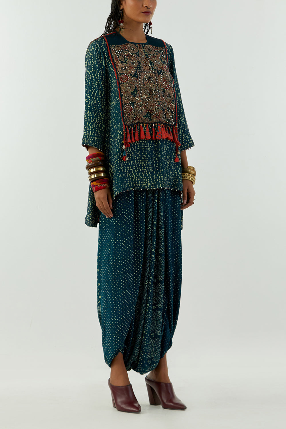 Deep Teal Mitra Short Kurta Set